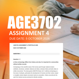 AGE3702 Assignment 4 Semester 2 2026 - Due 5 October 2026