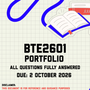 BTE2601 Final Portfolio MEMO | Due 2 October 2026