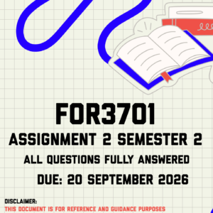 FOR3701 Assignment 2 Semester 2 MEMO | Due 20 September 2026