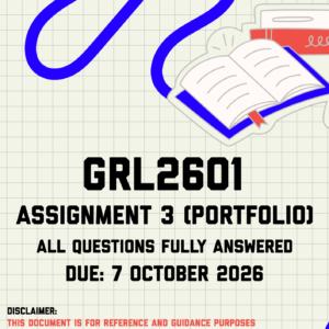 GRL2601 Assignment 3 (Portfolio) MEMO | Due 7 October 2026