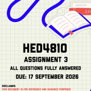 HED4810 Assignment 3 MEMO | Due 17 September 2026