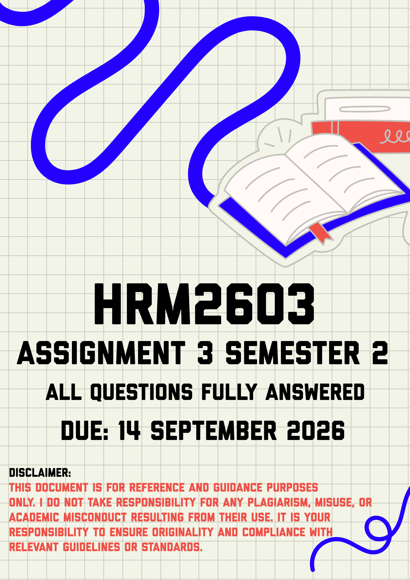 HRM2603 Assignment 3 Semester 2 MEMO | Due 14 September 2026