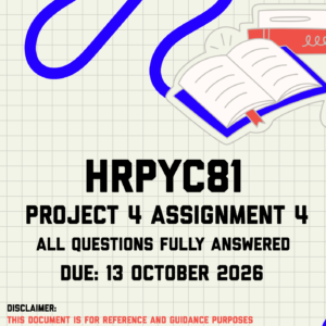 HRPYC81 Project 4 (PERSONAL AND GENERAL BELIEF IN A JUST WORLD) Assignment 4 MEMO | Due 13 October 2026