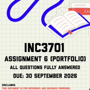 INC3701 Assignment 6 (Portfolio) MEMO | Due 30 September 2026