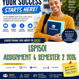 LSP1501 Assignment 6 [PORTFOLIO] Semester 2 2026 (ANSWERS) – Due 5 OCTOBER 2026 (100% TRUSTED & BEST ANSWERS)