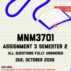 MNM3701 Assignment 3 (Portfolio) Semester 2 MEMO | Due October 2026