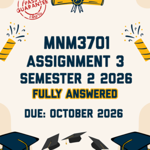 MNM3701 ASSIGNMENT 3 (PORTFOLIO) SEMESTER 2 2026 - FULLY ANSWERED (DUE OCTOBER 2026)