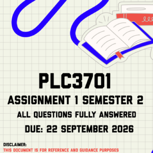 PLC3701 Assignment 1 Semester 2 MEMO | Due 22 September 2026