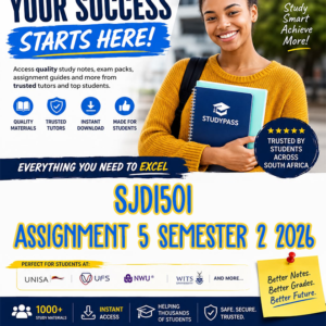 SJD1501 Assignment 5 Semester 2 2026 (ANSWERS) – Due 30 OCTOBER 2026 (100% TRUSTED & BEST ANSWERS)