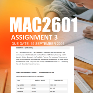MAC2601 Assignment 3 Semester 2 2026 - Due 15 September 2026