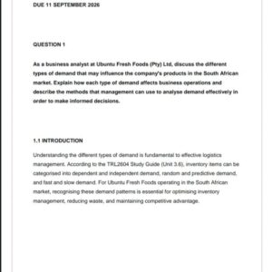 TRL2604 Assignment 3 2026 | Due 11 September 2026 - Distinction Guaranteed
