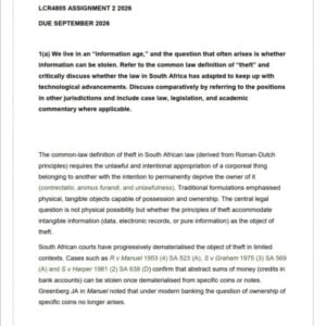 LCR4805 Assignment 2 2026 | Due September 2026 - Distinction Guaranteed