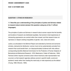 HIN4801 Assignment 5 2026 | Due 14 October 2026 - Distinction Guaranteed