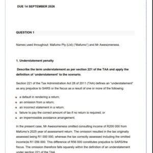 TAX3704 Assignment 2 2026 | Due 14 September 2026 - Distinction Guaranteed