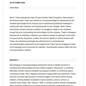 PYC4813 Assignment 3 Portfolio 2026 | Due 29 October 2026 - Distinction Guaranteed