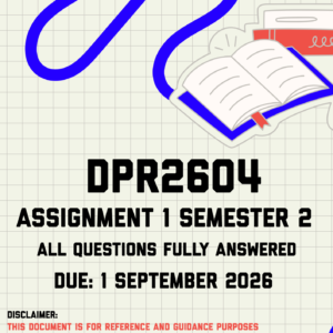 DPR2604 Assignment 1 Semester 2 MEMO | Due 1 September 2026