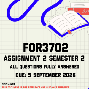 FOR3702 Assignment 2 Semester 2 MEMO | Due 5 September 2026