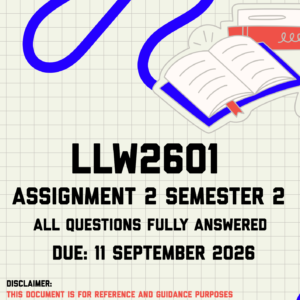LLW2601 Assignment 2 Semester 2 MEMO | Due 11 September 2026