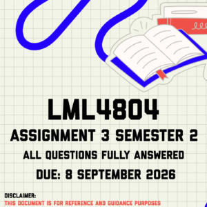 LML4804 Assignment 3 Semester 2 MEMO | Due 8 September 2026