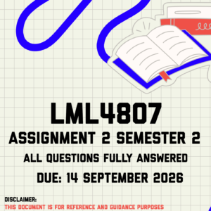 LML4807 Assignment 2 Semester 2 MEMO | Due 14 September 2026