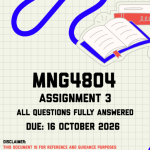MNG4804 Assignment 3 MEMO | Due 16 October 2026