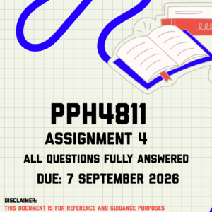 PPH4811 Assignment 4 MEMO | Due 7 September 2026
