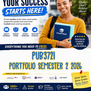 PUB3721 PORTFOLIO Semester 2 2026 (ANSWERS) – Due 22 OCTOBER 2026 (100% TRUSTED & BEST ANSWERS)