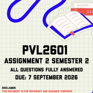 PVL2601 Assignment 2 Semester 2 MEMO | Due 7 September 2026