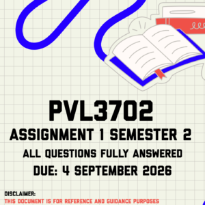 PVL3702 Assignment 1 Semester 2 MEMO | Due 4 September 2026