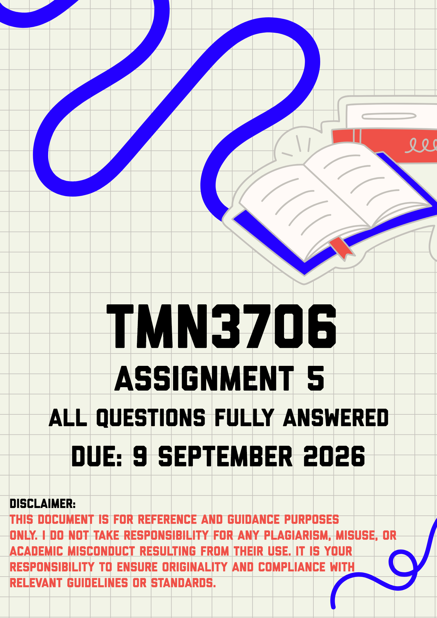 TMN3706 Assignment 5 MEMO | Due 9 September 2026
