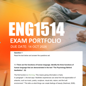 ENG1514 Exam Portfolio Semester 2 2026 - Due 14 October 2026