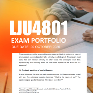 LJU4801 Exam Portfolio Semester 2 2026 - Assignment 3 Due 20 October 2026