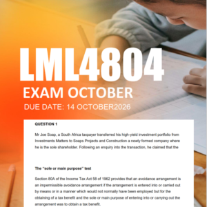 LML4804 Exam Portfolio Semester 2 2026 - Due 14 October 2026