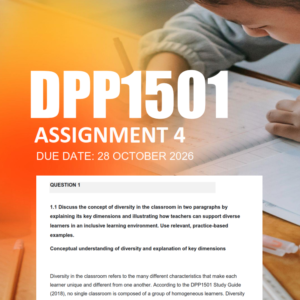 DPP1501 Assignment 4 Semester 2 2026 - Due 28 October 2026