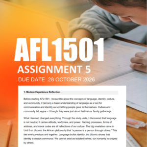 AFL1501 Assignment 5 Semester 2 2026 - Due 28 October 2026