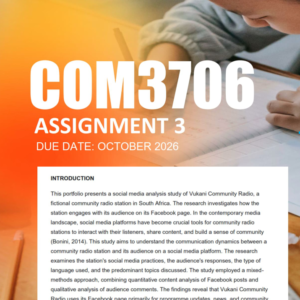 COM3706 Assignment 3 Semester 2 2026 - Due October 2026