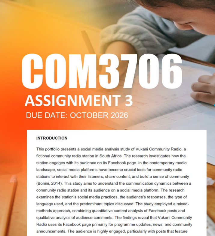 COM3706 Assignment 3 Semester 2 2026 - Due October 2026