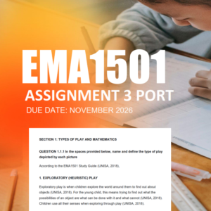 EMA1501 Assignment 3 Portfolio 2026 - Due November 2026