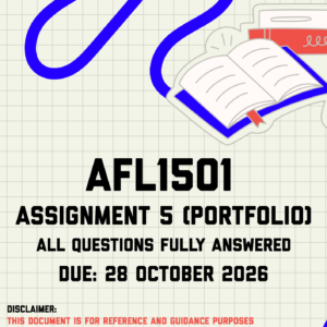 AFL1501 Assignment 5 (Portfolio) MEMO | Due 28 October 2026
