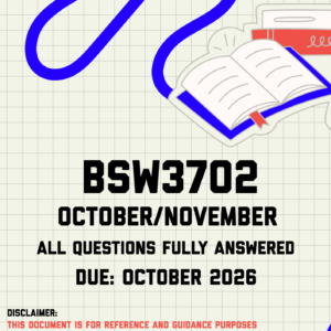 BSW3702 October/November MEMO | Due October 2026