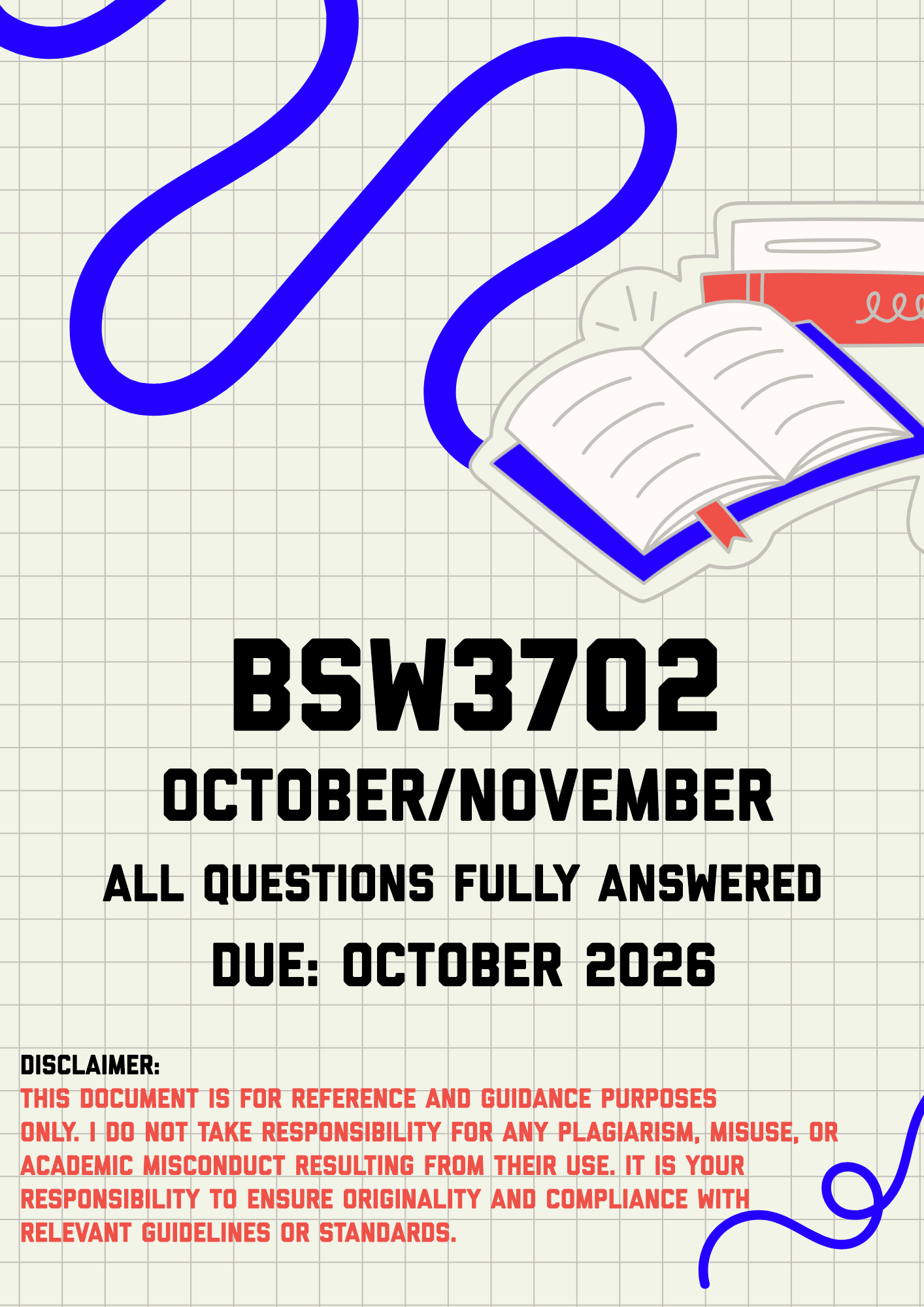 BSW3702 October/November MEMO | Due October 2026