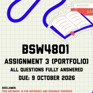 BSW4801 Assignment 3 (Portfolio) MEMO | Due 9 October 2026