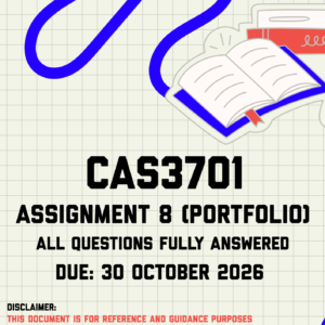 CAS3701 Assignment 8 (Portfolio) MEMO | Due 30 October 2026