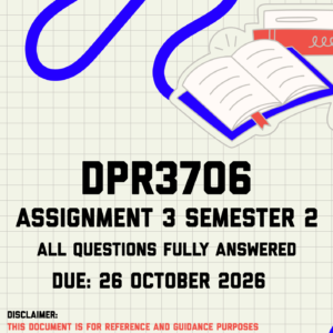 DPR3706 Assignment 3 (Portfolio) Semester 2 MEMO | Due 26 October 2026