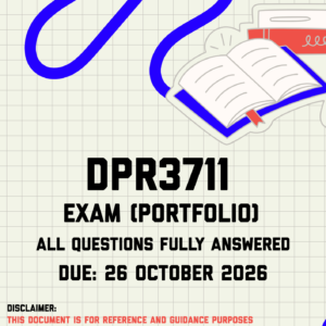DPR3711 Exam Portfolio MEMO | Due 26 October 2026