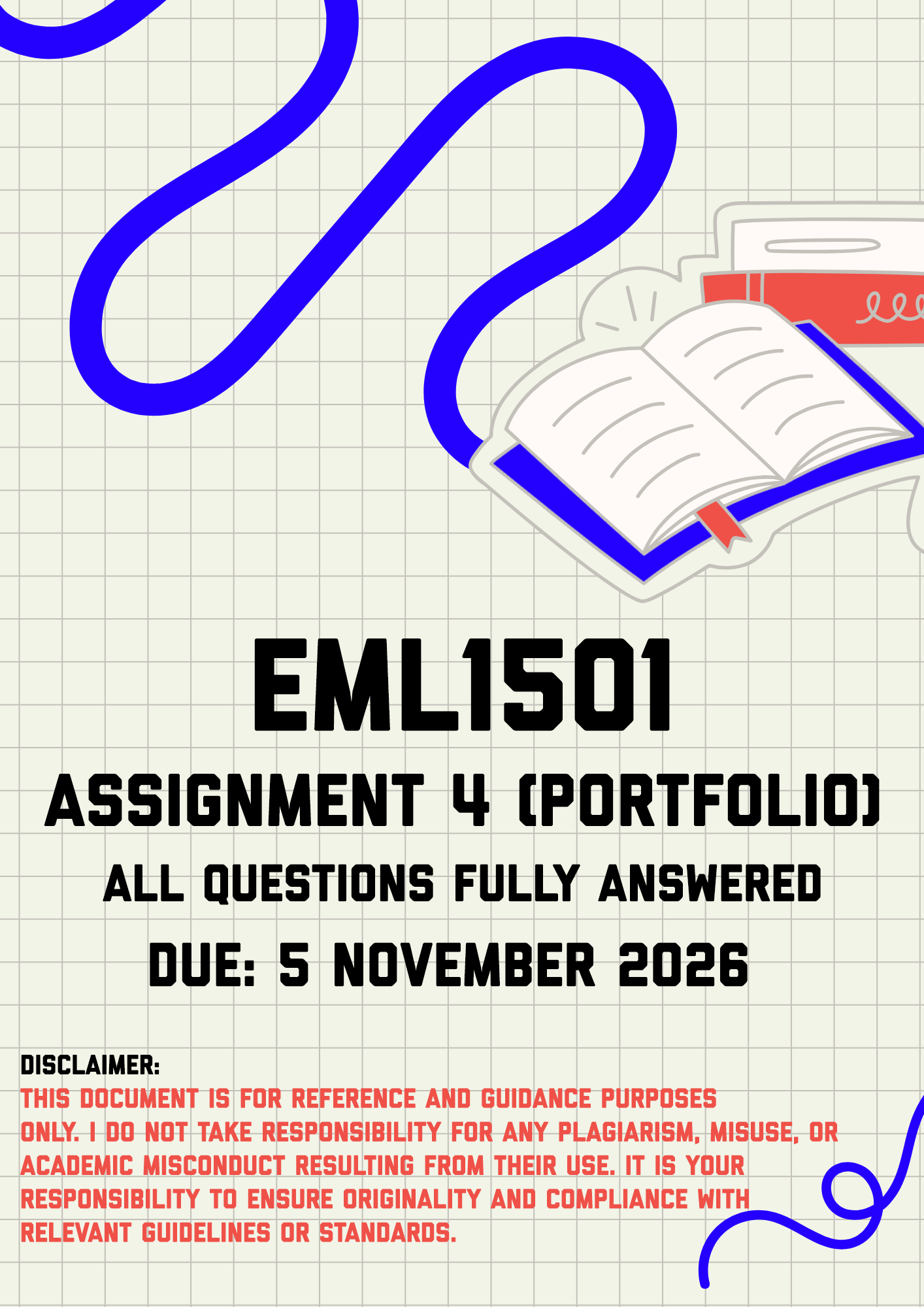 EML1501 Assignment 4 (Portfolio) MEMO | Due 5 November 2026