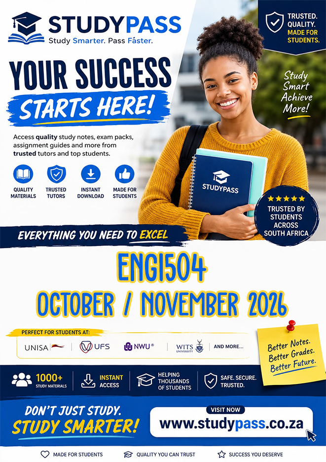 ENG1504 October / November 2026 (ANSWERS) – Due 12 OCTOBER 2026 (100% TRUSTED & BEST ANSWERS)