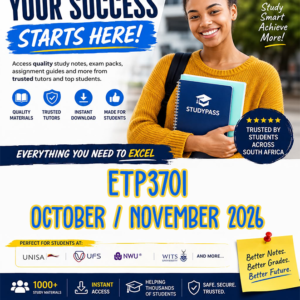 ETP3701 October / November [EXAM] 2026 (ANSWERS) – Due 25 OCTOBER 2026 (100% TRUSTED & BEST ANSWERS)