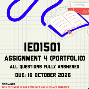 IED1501 Assignment 4 (Portfolio) MEMO | Due 16 October 2026