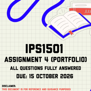 IPS1501 Assignment 4 (Portfolio) MEMO | Due 15 October 2026